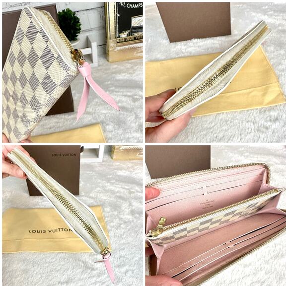 Louis Vuitton Damier Azur Clemence Long Wallet pink leather NICE EUC - Picture 6 of 16